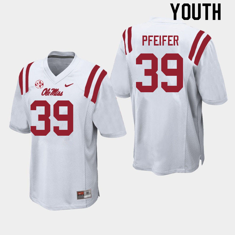 Joshua Pfeifer Ole Miss Rebels NCAA Youth White #39 Stitched Limited College Football Jersey ZSY3558SY